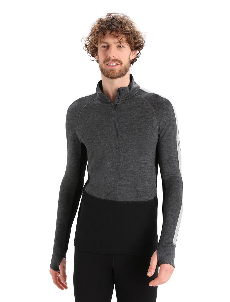 Icebreaker 260 ZoneKnit™ Merino Long Sleeve Half Zip Miesten Base Layers Mustat | FI 1325JPQJ